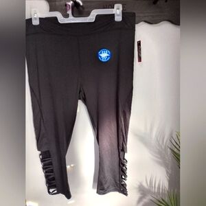 Athletic Black Active Leggings Open Weave Calf by Zone Pro Women XXL (20/22) NWT